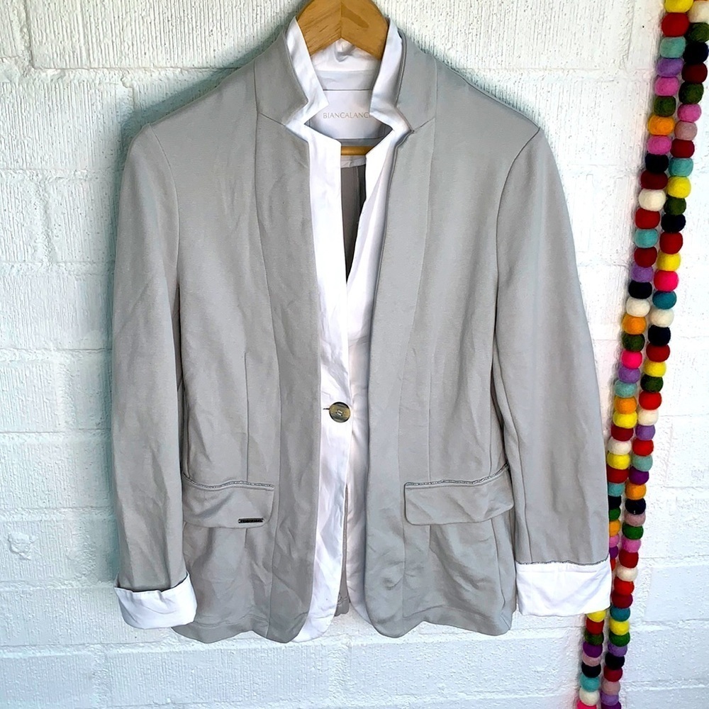 BIANCALANCIA Jacquard Gray White Blazer Jacket sz 44